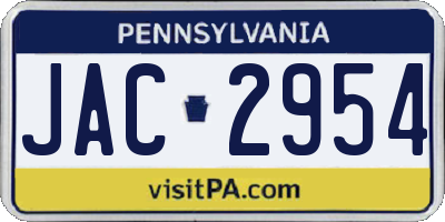 PA license plate JAC2954