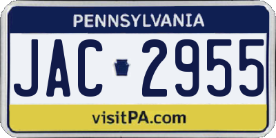 PA license plate JAC2955
