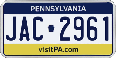 PA license plate JAC2961