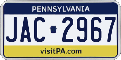 PA license plate JAC2967