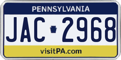 PA license plate JAC2968