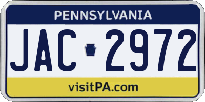 PA license plate JAC2972