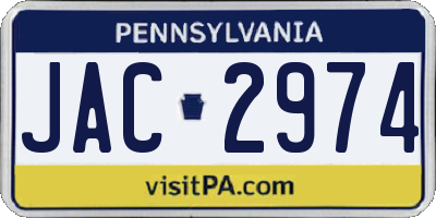 PA license plate JAC2974