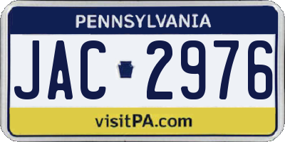 PA license plate JAC2976