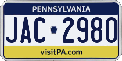 PA license plate JAC2980