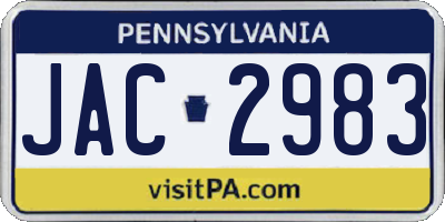 PA license plate JAC2983
