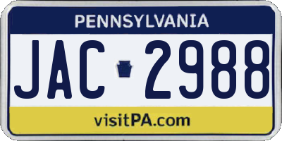 PA license plate JAC2988