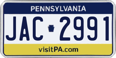 PA license plate JAC2991