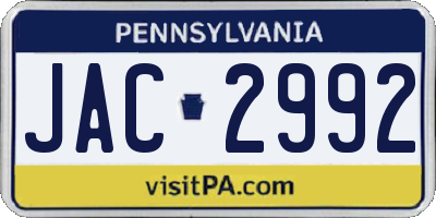 PA license plate JAC2992