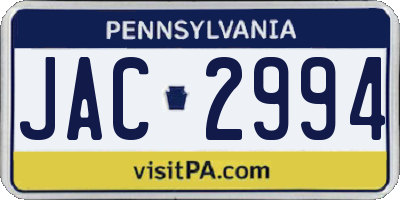 PA license plate JAC2994
