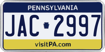 PA license plate JAC2997