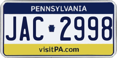 PA license plate JAC2998