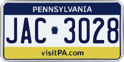 PA license plate JAC3028