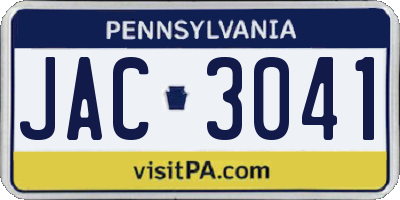 PA license plate JAC3041