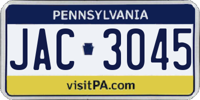 PA license plate JAC3045