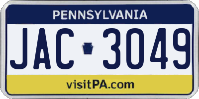 PA license plate JAC3049