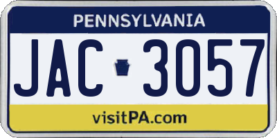 PA license plate JAC3057