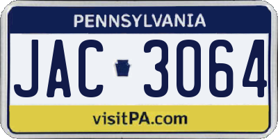 PA license plate JAC3064