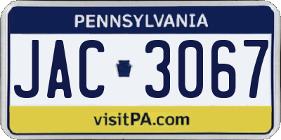 PA license plate JAC3067