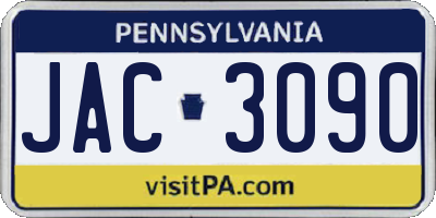 PA license plate JAC3090