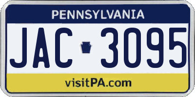 PA license plate JAC3095
