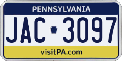 PA license plate JAC3097