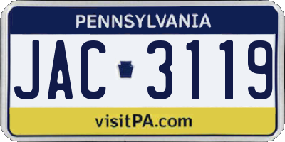 PA license plate JAC3119