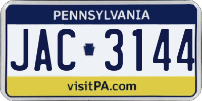 PA license plate JAC3144