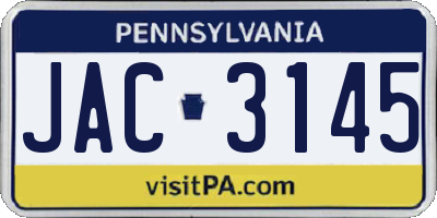 PA license plate JAC3145