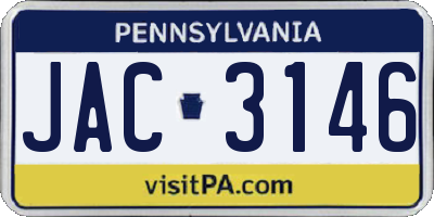 PA license plate JAC3146
