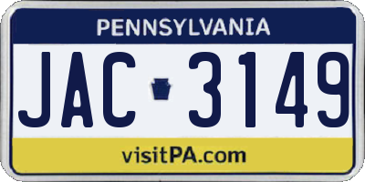 PA license plate JAC3149