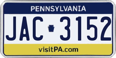 PA license plate JAC3152