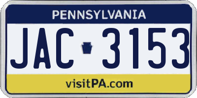 PA license plate JAC3153