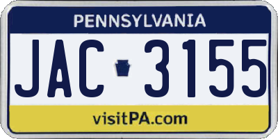 PA license plate JAC3155