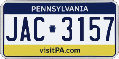 PA license plate JAC3157