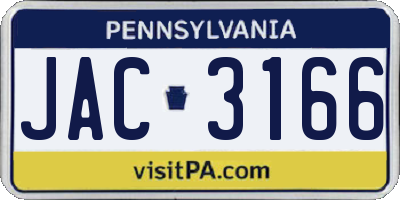 PA license plate JAC3166