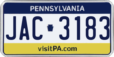 PA license plate JAC3183