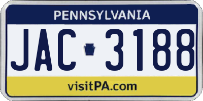 PA license plate JAC3188