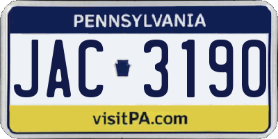 PA license plate JAC3190