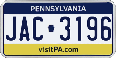 PA license plate JAC3196