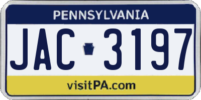 PA license plate JAC3197