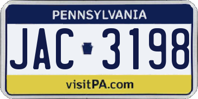 PA license plate JAC3198