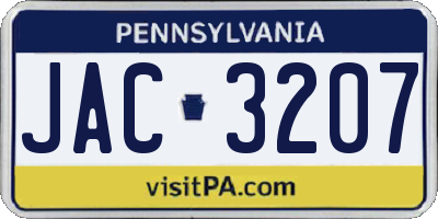 PA license plate JAC3207