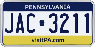 PA license plate JAC3211