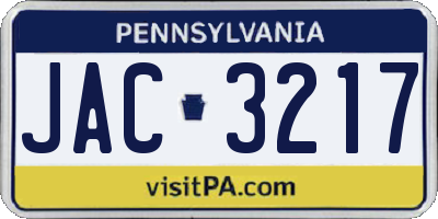 PA license plate JAC3217