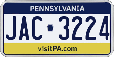 PA license plate JAC3224