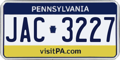 PA license plate JAC3227