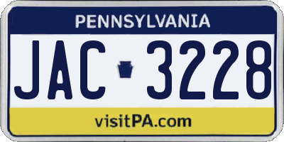 PA license plate JAC3228