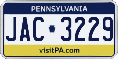 PA license plate JAC3229