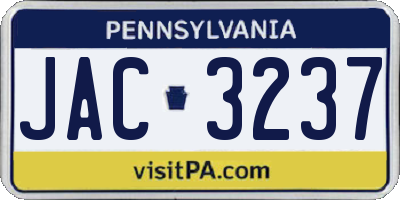 PA license plate JAC3237